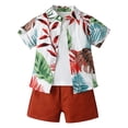 thumbnail image 2 of Toddler Clothes for Boys Baby Kids Summer Cotton Button Printed Short Sleeve Running Suit 6M 12M 18M 24M 3T 4T T-Shirt Tops+Shorts Outfits 2 Piece, 2 of 9