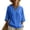 Blue, variant on Asymmetric Wrap Tunic for Women - V-Neck Button Detail Cotton Linen Blend Top, Loose Fit Boho Blouse for Women's Summer Resort & Casual Wear White XXL