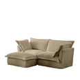 thumbnail image 2 of Slipcovered Sectional 2 Seater Sofa Couch with Convertible Ottoman, Wide and Deep Seat L Shaped Sofa with Detachable Cover and Soft Multiple Big Pillows,Camel Corduroy Fabric, 2 of 7