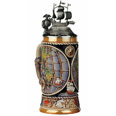 

German Beer Stein the Globe Stein 4 elements circle the base shiplid 0.5 liter tankard beer mug
