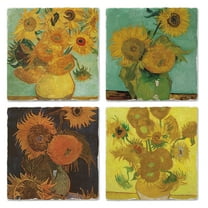 Thirstystone "Van Gogh Sunflowers" 4-Pack Assorted Tumbled Tile Coasters