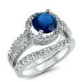 thumbnail image 3 of 3.25 Carat TW Halo Sapphire CZ Wedding Ring Set in Sterling Silver for Women 10, 3 of 4