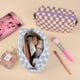 thumbnail image 2 of 2 Pieces Makeup Bag Checkered Cosmetic Bag Pink Green Makeup Pouch Travel Toiletry Bag Organizer Cute Makeup Brushes Storage Bag for Women, 2 of 4