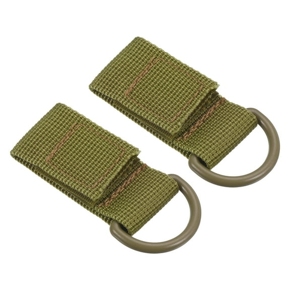 Uxcell Belt Keeper Key Chain, 2 pack D Type Nylon Webbing Strap Key Chain Hook, Khaki