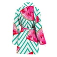 thumbnail image 2 of Teal Chevron Watermelon Pattern Women Bathrobe One Size Univeral Fits Fashion Lightweight Plush Fleece Long Robe For Women, 2 of 3