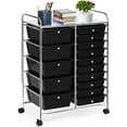 thumbnail image 3 of Nightcore Rolling Storage Cart w/ Drawers, Multipurpose Craft Storage Cart w/Lockable Casters, Rolling Cart Organizer for Tools, Scrapbook & Paper, Utility Cart for Home, Office & School, 3 of 18