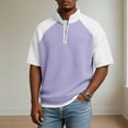 thumbnail image 3 of Maean Mens Textured Shirt Short Sleeve Shirts Quarter Zipper Summer Loose Tops Pullover Sweatshirts, 3 of 5