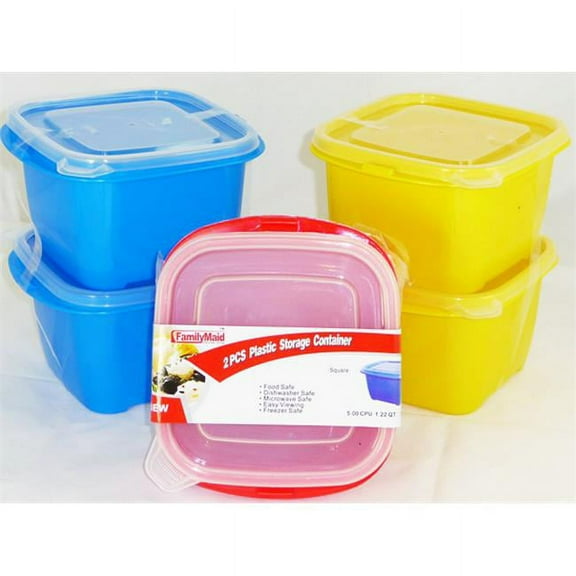 FamilyMaid 88999 40 oz 2 Piece Food Container - Red, Blue & Yellow - Pack of 48
