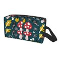 thumbnail image 2 of Goofa Cartoon Leaf Mushroom Red Printed Toiletry Bag with Handle,Large Capacity Travel Makeup Cosmetic Bag for Women, Carry on Airport Airline Compliant Bag, 2 of 9