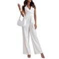 thumbnail image 3 of Women Jumpsuits Sleeveless V Neck Elegant Dressy Casual Backless Romper Summer Outfits White M, 3 of 8