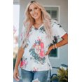 thumbnail image 2 of ABPHQTO Camiseta con cuello en V y estampado floral vintage para mujer, 2 of 5