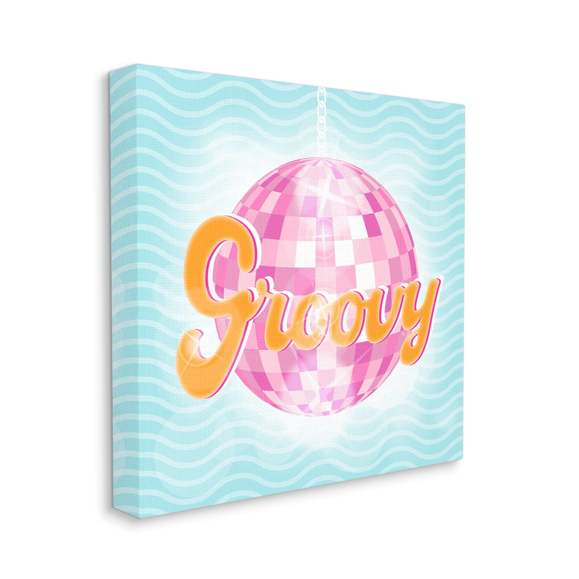 Stupell Industries Groovy Retro Disco Ball Stripes Beauty & Fashion Painting Gallery Wrapped Canvas Print Wall Art