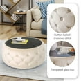 thumbnail image 4 of Simple&Opulence Modern Round Coffee Table for Living Room Bedroom, Accent Drum Side Table, Nightstand, Footstool, Sofa End Table (Beige), 4 of 5