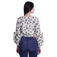 thumbnail image 2 of Moomaya Printed Womens Crop Top Wrap Style Top Wear Ruffle Long Sleeve Casual Summer Blouse, 2 of 6