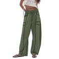 thumbnail image 2 of Palazzo Pants for Women Wide Leg Comfy Elastic Waist Casual Trousers with Drawstring, 2 of 4
