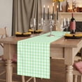 thumbnail image 2 of Green Grid 70 Inch Table Runner, Checkered Plaid Gingham Lattice Trellis Print Farmhouse Dresser Scarf Cotton & Linen Tablerunner for Dining/Kitchen Island/Holiday Party Décor 13" x 70", 2 of 9
