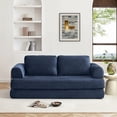 thumbnail image 2 of Convertible Sofa Bed, Folding Floor Couch Corduroy Fold Out Couch Bed Futon Sleeper Mattress with Pillows, Boneless Sofa for Living Room Bedroom (Blue), 2 of 11