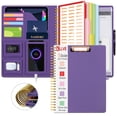 thumbnail image 1 of Portapapeles tipo folio KLLVE, color morado, con bolsa de almacenamiento con cierre y 5 carpetas, 1 of 6