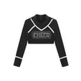 thumbnail image 3 of iiniim Girls Cheerleading Cropped Tops Shiny Rhinestone Contrast Color Long Sleeve Mock Neck Gymnastic Dance Tee Black 8, 3 of 7