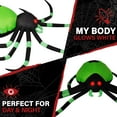 thumbnail image 5 of Haunted Hill Farm 6.5 ft Wide Prelit Halloween Blow Up Black and Green Spider Inflatable, HISPIDER0651-L, 5 of 12