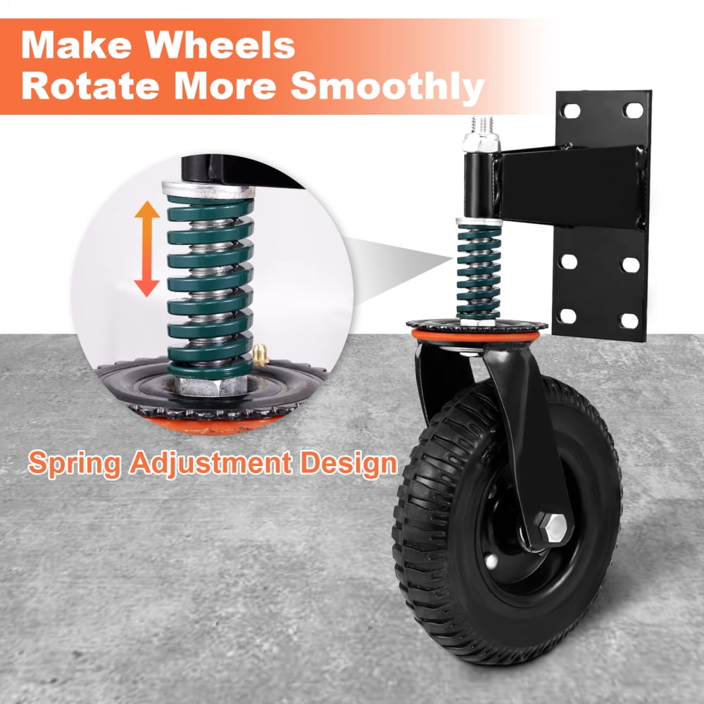 8 Inch Heavy Duty Fence Gate Wheel - 600lb Capacity for Metal Tube Gates with 360 Degree Rotation Spring Loaded Caster - Durable Wheel for Smooth Operation (Black）