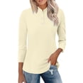 thumbnail image 2 of Women's Stand Collar 3/4 Sleeve Blouse Casual Basic Top All Season Fashion Trending Apparel, 2 of 6