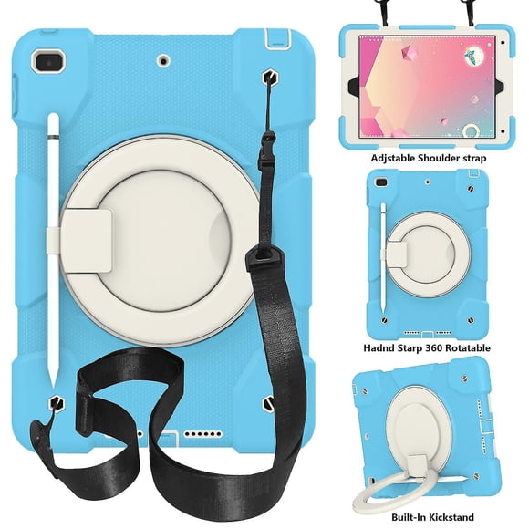 Funda para iPad Air de 10,2 pulgadas (2019/2020) con correa para el hombro, soporte de anilla grande, portalápices, protección contra caídas, duradera.