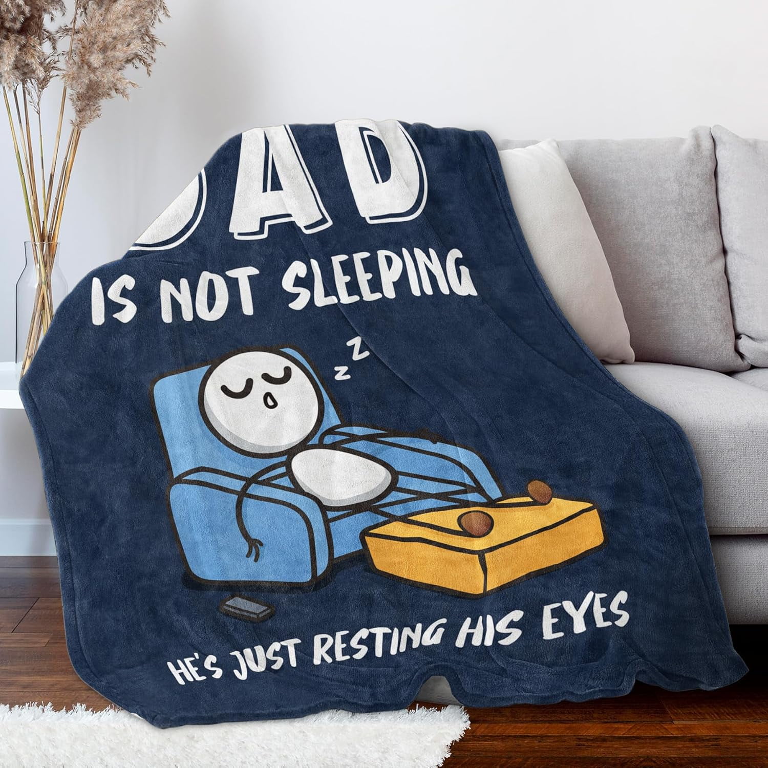 Funny Birthday Gifts for Dad Husband, Dad is Not Sleeping Blanket, Dads Gifts from Daughter Son, Super Soft Throws Blanket for Couch and Napping