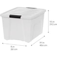 thumbnail image 3 of IRIS USA 40 Qt Stackable Plastic Storage Bins with Lids, 6 Pack, Made in USA - Discreet Organizing Solution, Latches, Durable Nestable Containers, Secure Pull Handle - Pearl, 3 of 9