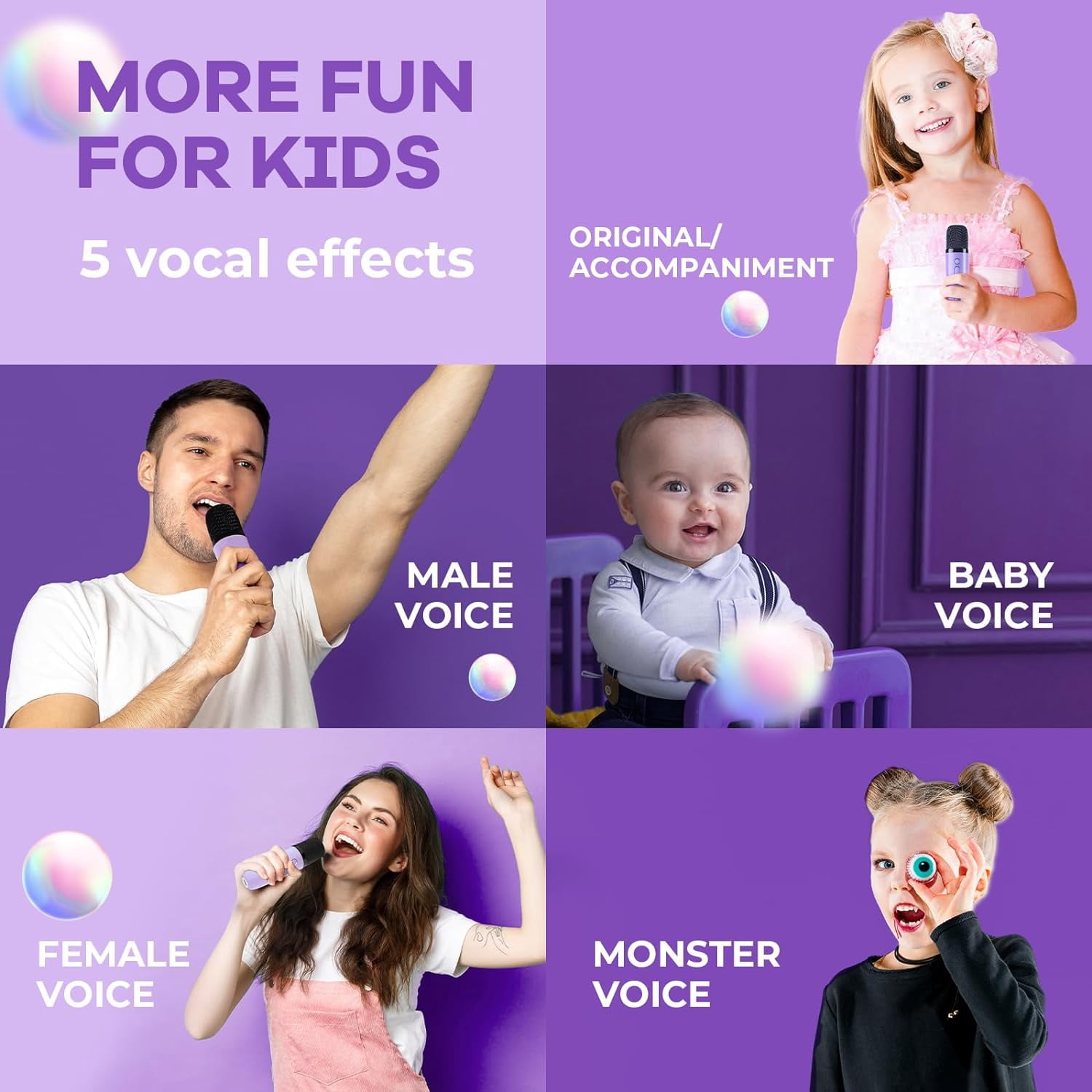 Mini Karaoke Machine with 2 Wireless Microphones,  Christmas Birthday Toy Gift （Purple)