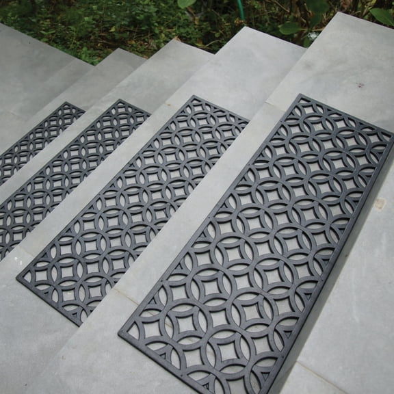 Rubber-Cal 6-Piece Azteca Indoor Outdoor Stair Treads Rubber Step Mats, 9.75 by 29.75-Inch