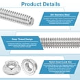 thumbnail image 3 of Uxcell 5Pcs 5/16"-18x60mm Threaded Rods with Hex Nuts, 304 Stainless Steel Fully Threaded Rod Right Hand Threads with 10Pcs Flange Nut for Clamps Hangers U-Bolt, Silver Tone, 3 of 7
