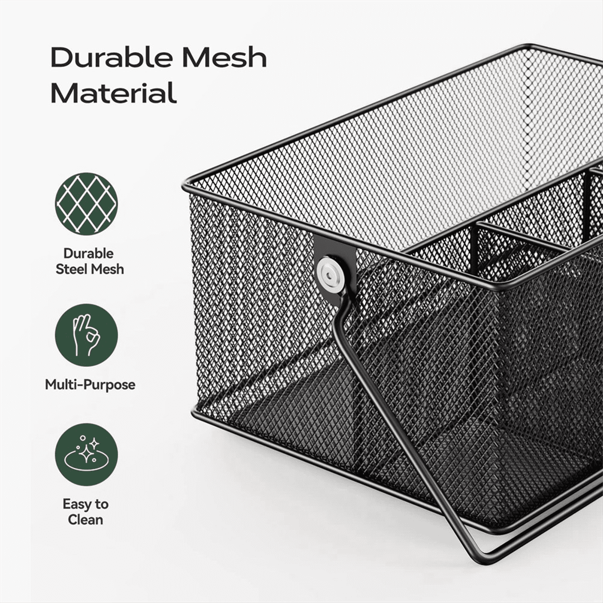 Cutlery Storage Basket with 4 Compartments, Mesh Flatware Holder Organizer Perfect for Home, Kitchen, , Camping