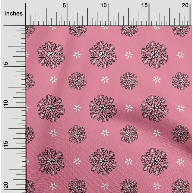oneOone Cotton Poplin Fabric Floral Block Printed Craft Fabric BTY 42 Inch Wide