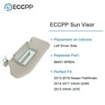 thumbnail image 5 of ECCPP Tan Beige Sun Visor Left Driver Side fit for 2013-2018 Pathfinder 2014-2017 for Infiniti QX60 2013 for Infiniti JX35 Automobile Windshield Visor with Sunroof, 5 of 7