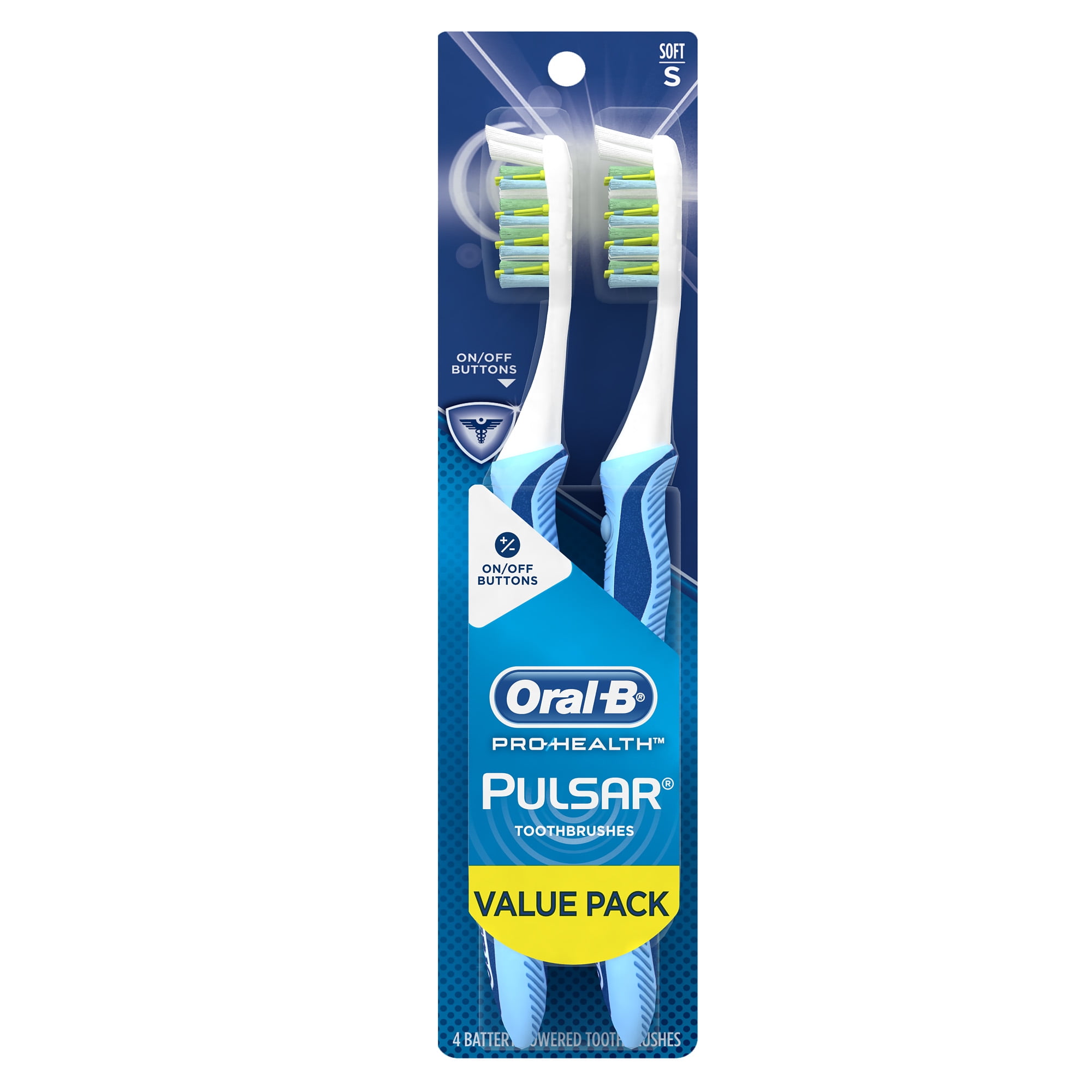 OralB Pulsar ProHealth Battery Powered Toothbrushes, Soft Bristles, 4