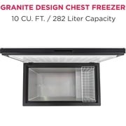 Frigidaire 10 Cu. ft. Garage Ready Chest Freezer in Black Granite Finish, Large Deep Freezer for Garage, Kitchen, Basement, Bulk Food Storage