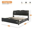 thumbnail image 3 of Christopher Knight Home Luxury PU Upholstered King Bed Frame with Wingback Headboard, Black, 3 of 9