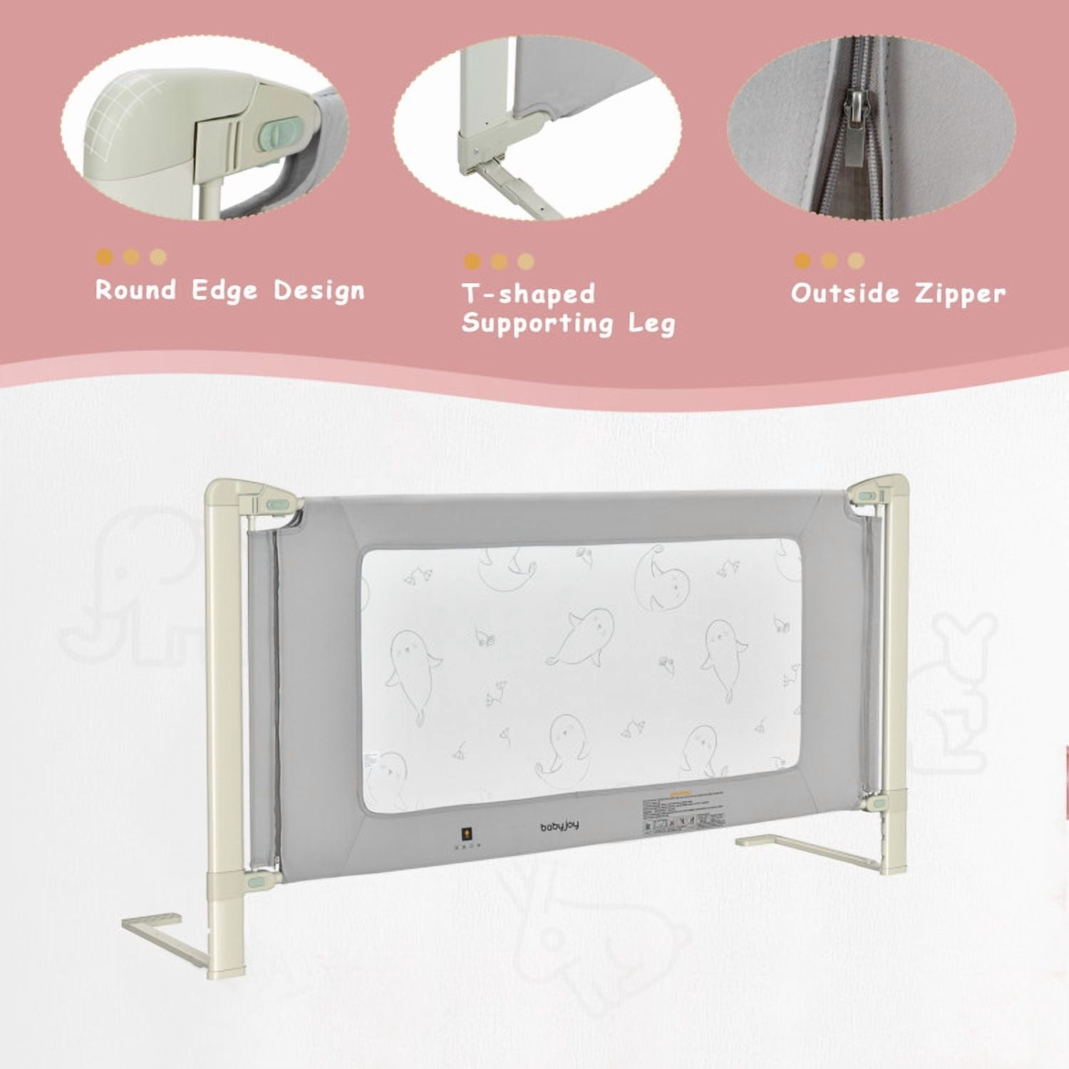 Spaco Bed Rail Guard for Toddlers Kid with Adjustable Height and Safety Lock-70 inch, Bed Rail for Queen, King, Twin, and Bunk Size Beds