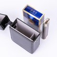 thumbnail image 3 of Pu Leather Cigarette Box Case Stainless Steel Cigarette Case With Lighter Holder Y-22, 3 of 4