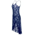 thumbnail image 5 of BSDJILFG Cute Cute for Women Plus Size Crochet Mesh Sling Dresses See Through Floral Embroidered Lace Bow High Split Midi Sleepshirts Nightwear Sleepwear Pajamas Nightwear S-6XL, 5 of 7