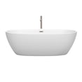 thumbnail image 2 of Juno 71 Inch Freestanding Bathtub in Matte White with Floor Mounted Faucet, Drain and Overflow Trim in Brushed Nickel, 2 of 5