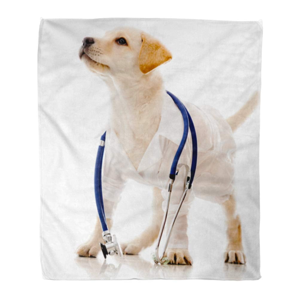 LADDKE Throw Blanket Warm Cozy Print Flannel Veterinarian Puppy Dog