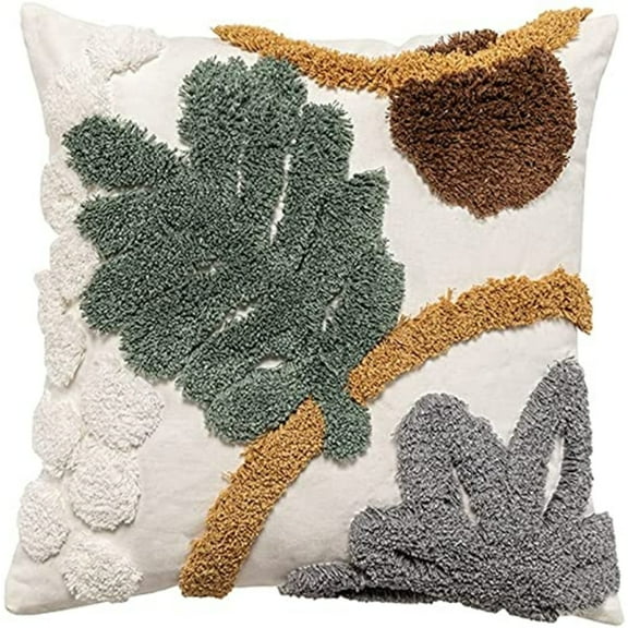 JUNWELL Leaves Home Decor Cushion Cover Tufted Plant Stylish Pillow Cover 45x45cm