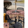 thumbnail image 5 of Outdoor Tablecloths with Umbrella Hole & Zipper, Texas Star Farmhouse 54x54 Inch Square Tablecloths, Rustic Red Plaid Berry Wooden Waterproof Table Cloth, Patio/Pool/Picnic Table Covers, 5 of 8