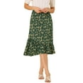 thumbnail image 5 of INSPIRE CHIC Women's Floral Elastic Waist Ruffle High Low Hem Skirts XS Green, 5 of 6