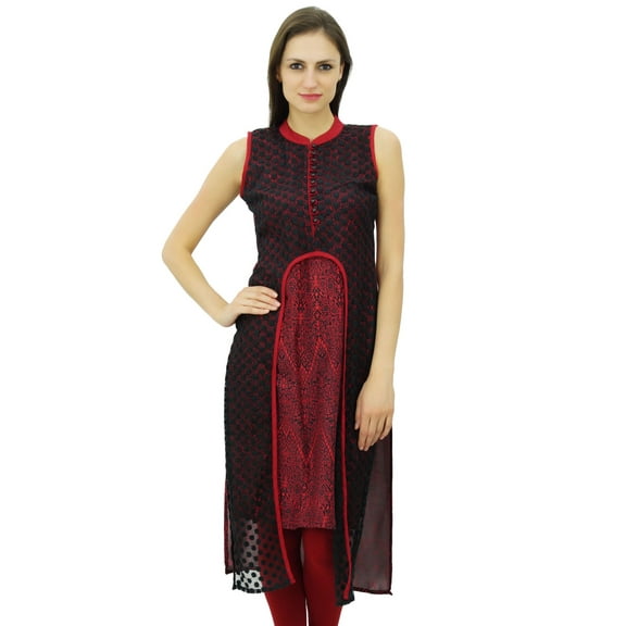Bimba Long Straight Kurta Designer Lace Detail Kurti Chic Dress Custom Clothing