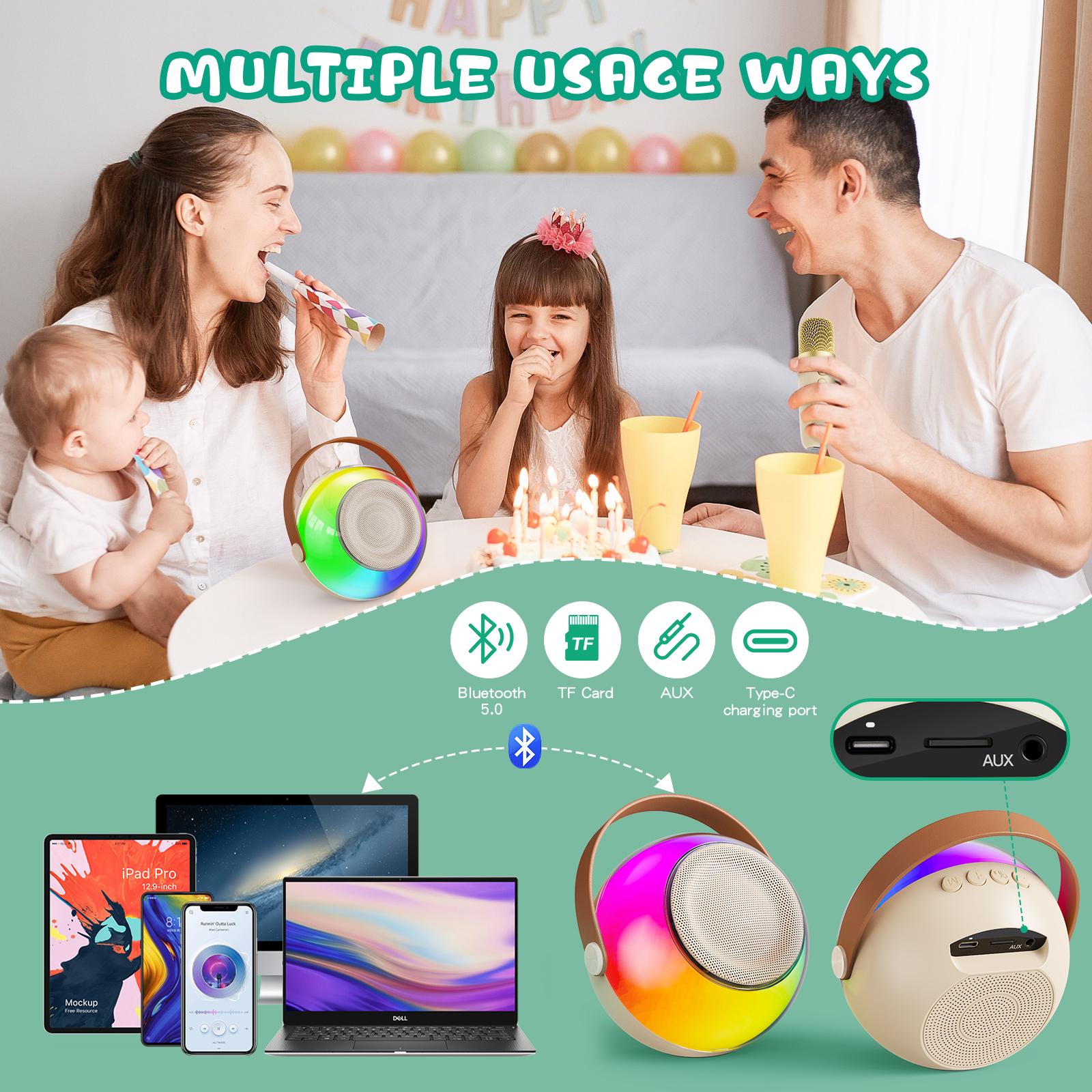 FanFun Mini Karaoke Machine for Kids, Portable Singing Machine with Microphone, Bluetooth Karaoke Speaker on Sale for Adult, Best Gift for Christmas, D25
