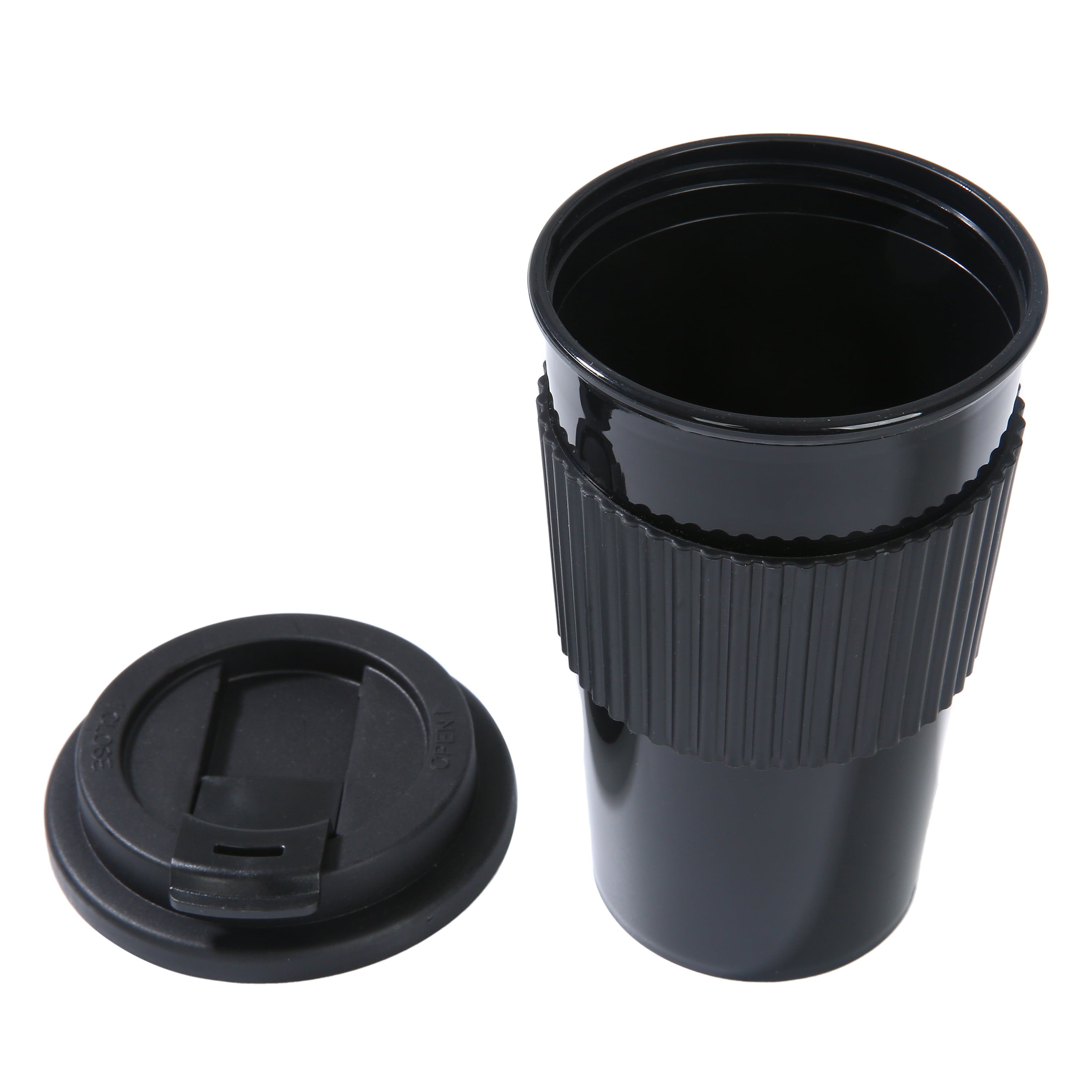 Mainstays 18oz Plastic To Go Coffee Tumbler, Black Perfect for Your On-The-Go Beverages