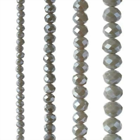 12 Packs: 4 ct. (48 total) Gray Faceted Glass Rondelle Bead Strands by Bead Landing